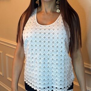 J. Crew White Sleeveless Cut Out Tank Top